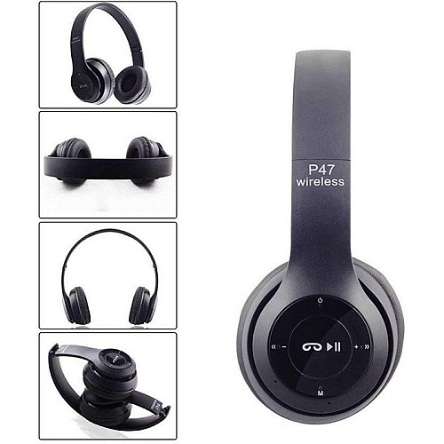 Casque Stéréo Sans Fil P47 Bluetooth - Noir.