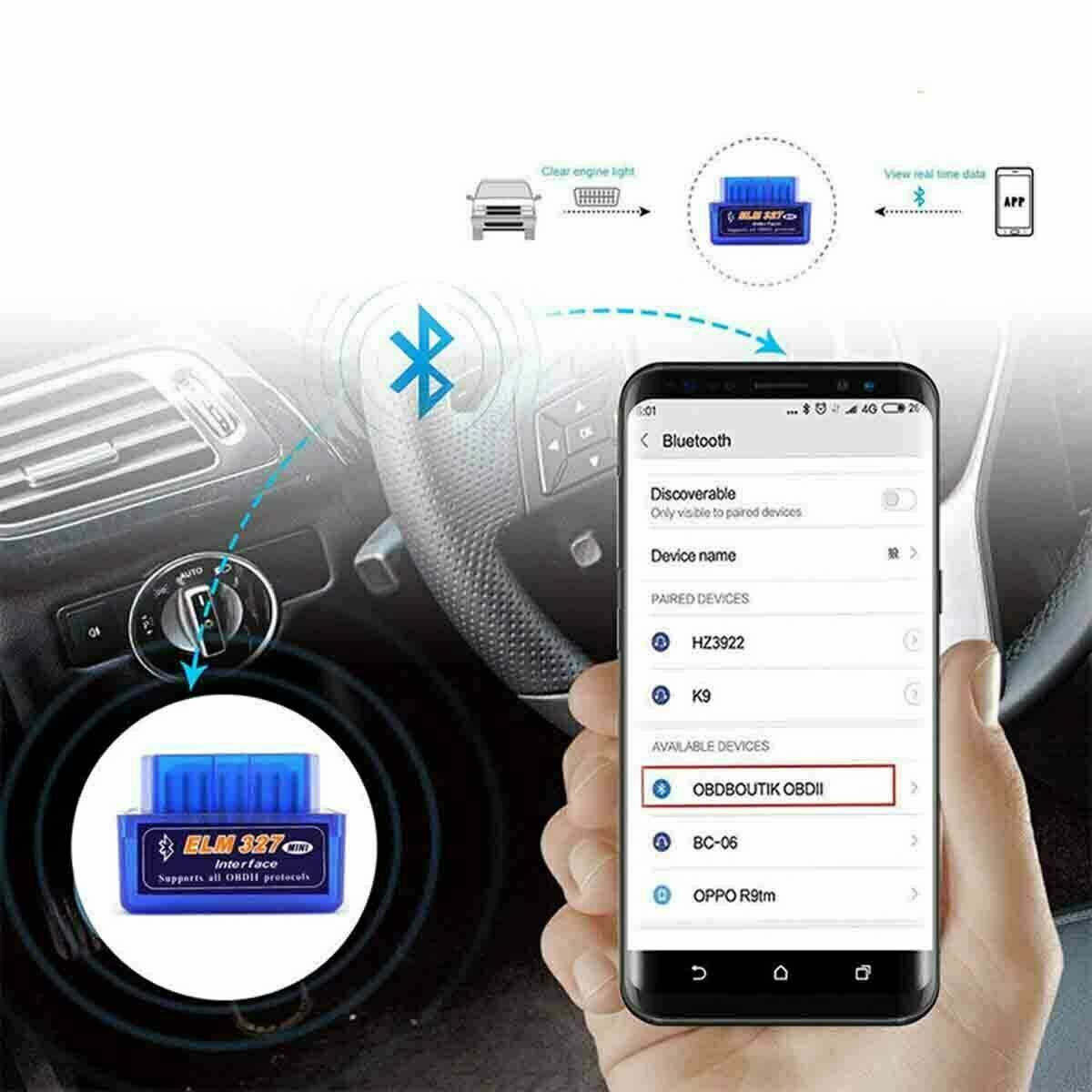Elm327 Outil Diagnostic Scanner Android Windows Obd2 Bluetooth