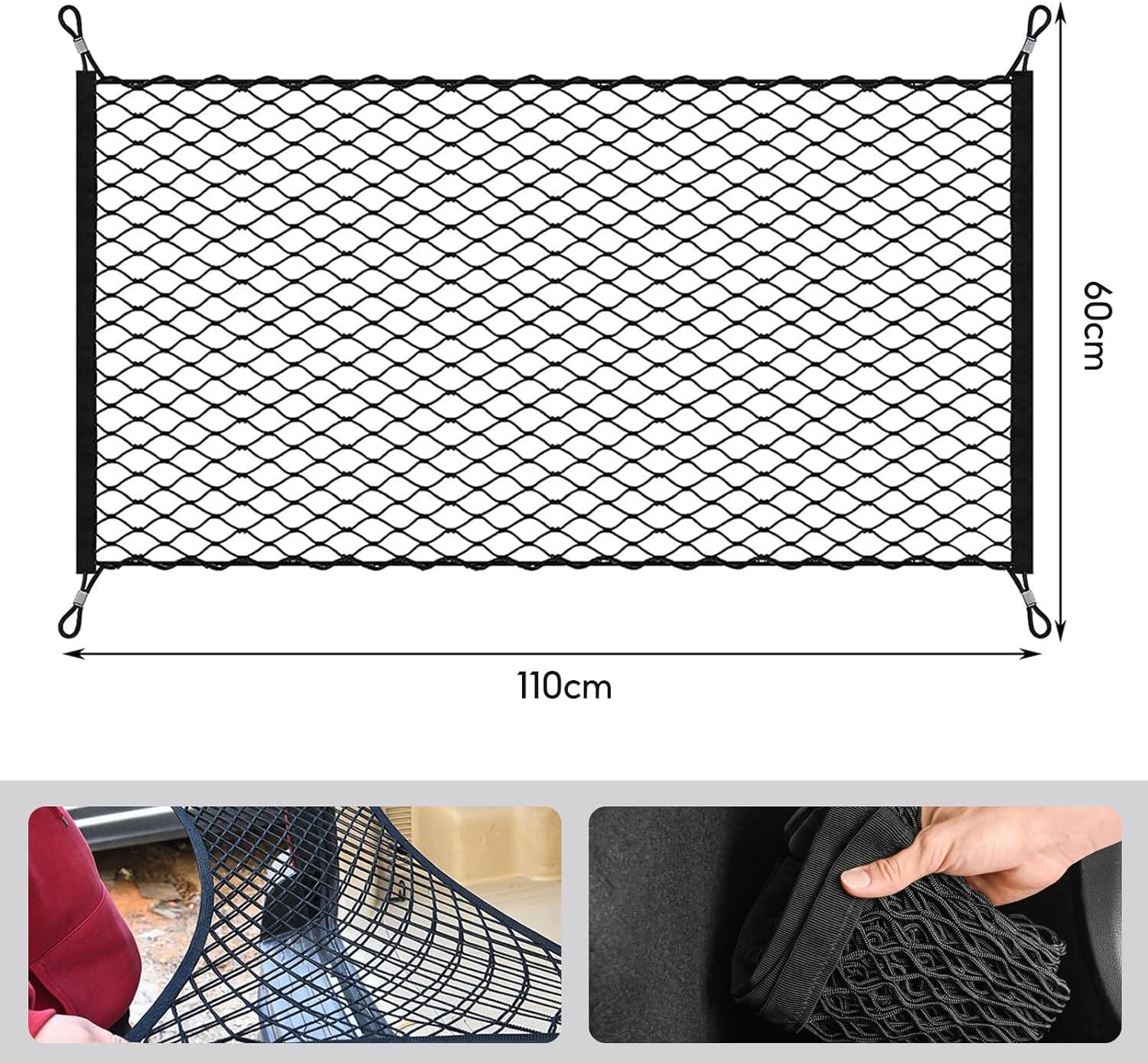 Filet à bagages, 110x60 cm, filet de rangement pour voiture