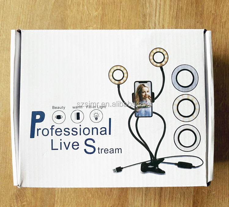 Professional Live Stream LED Phone holder - Black