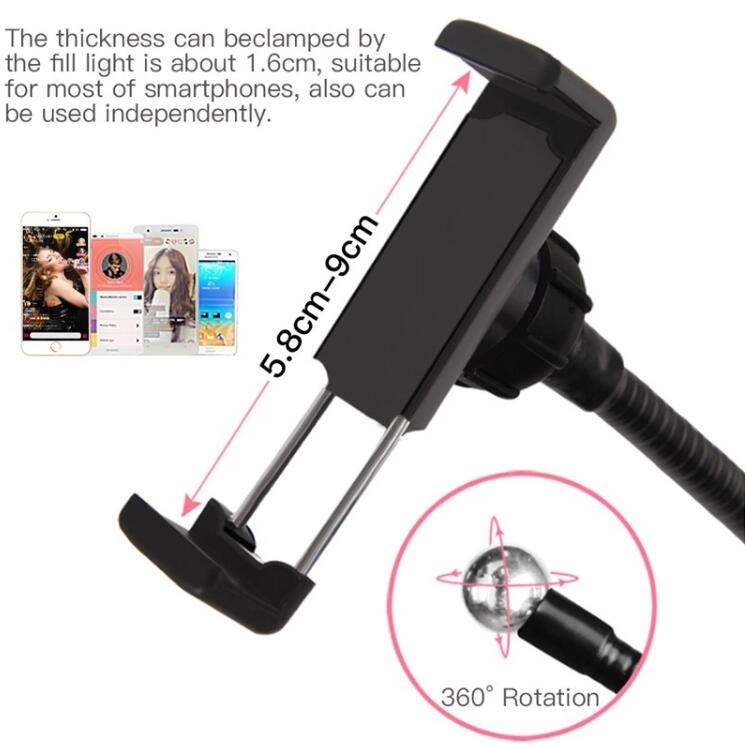Professional Live Stream LED Phone holder - Black