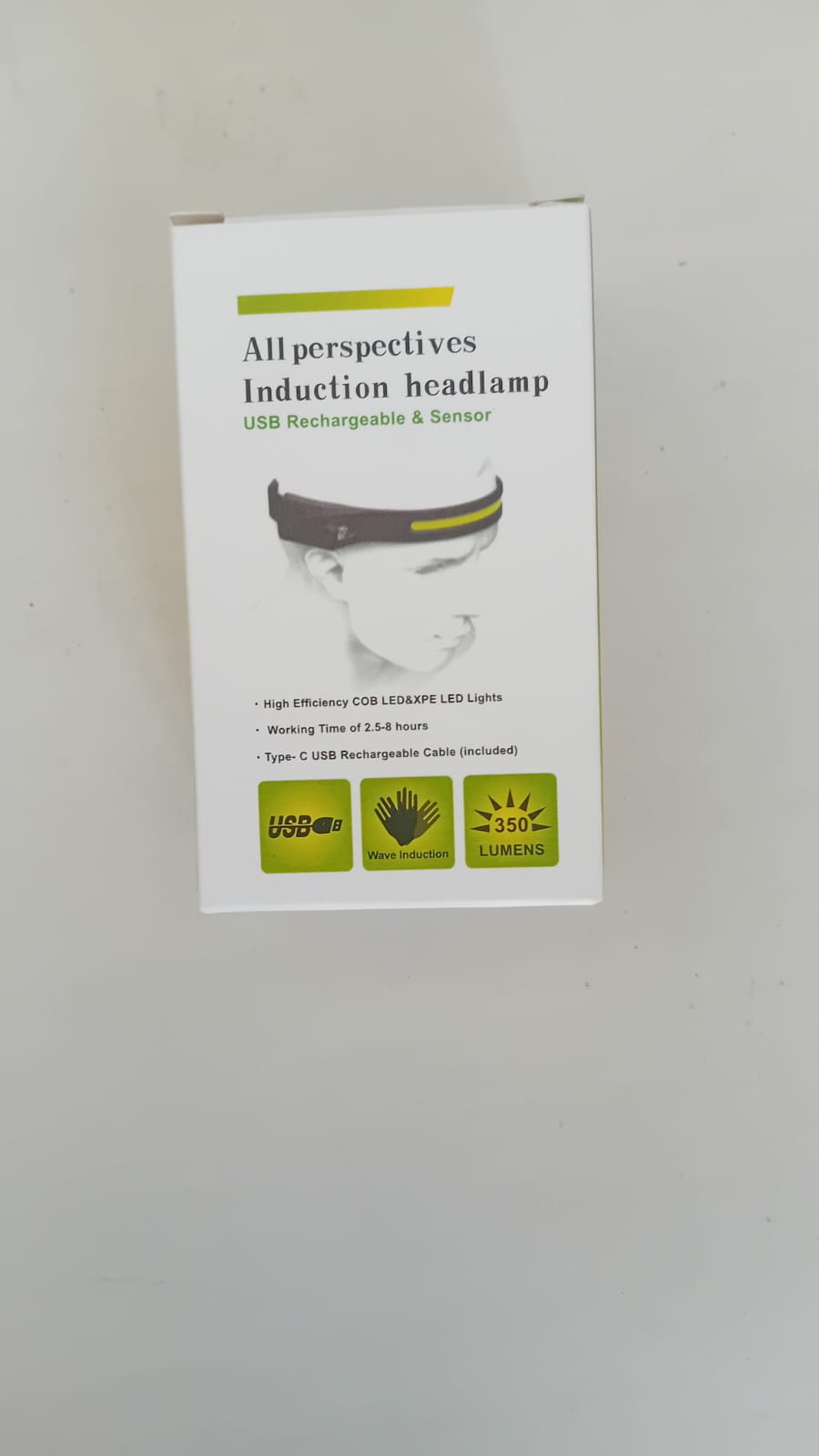 Lampe Frontale Induction Rechargeable USB – 350 Lumens