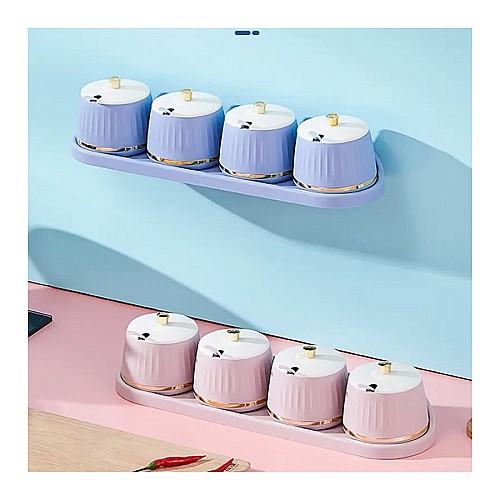 Boite à épices de cuisine murale en plastique avec couvercle Rond