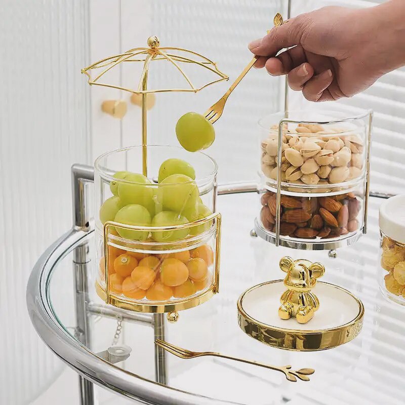 Bonbonnière en verre forme cage 2 étages