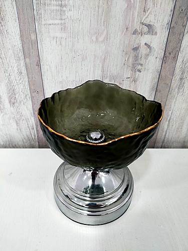 Bonbonnière en verre avec support argent 4-40-12/13