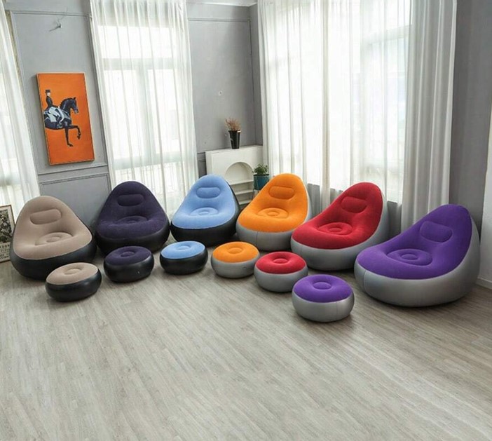 Pouffe gonflable avec repose-pieds 6-38-1