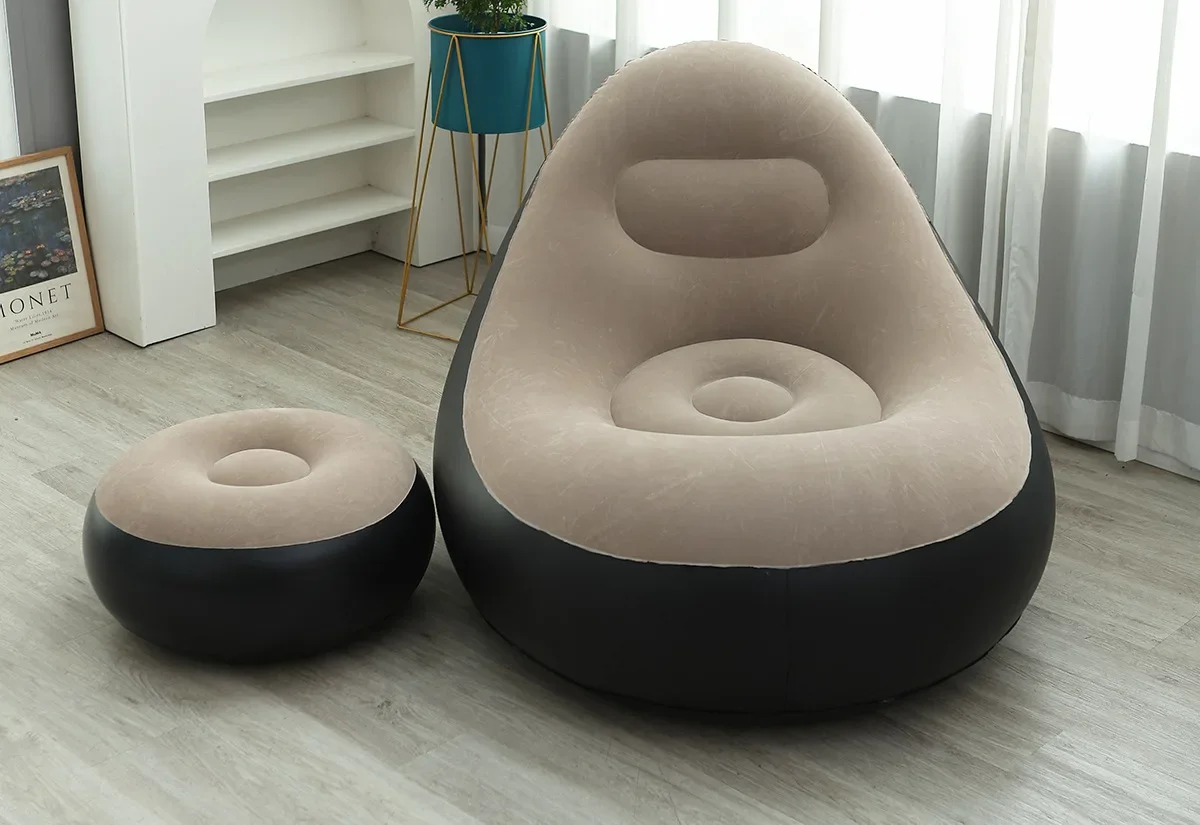 Pouffe gonflable avec repose-pieds 6-38-1