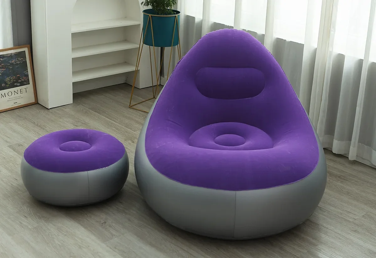 Pouffe gonflable avec repose-pieds 6-38-1