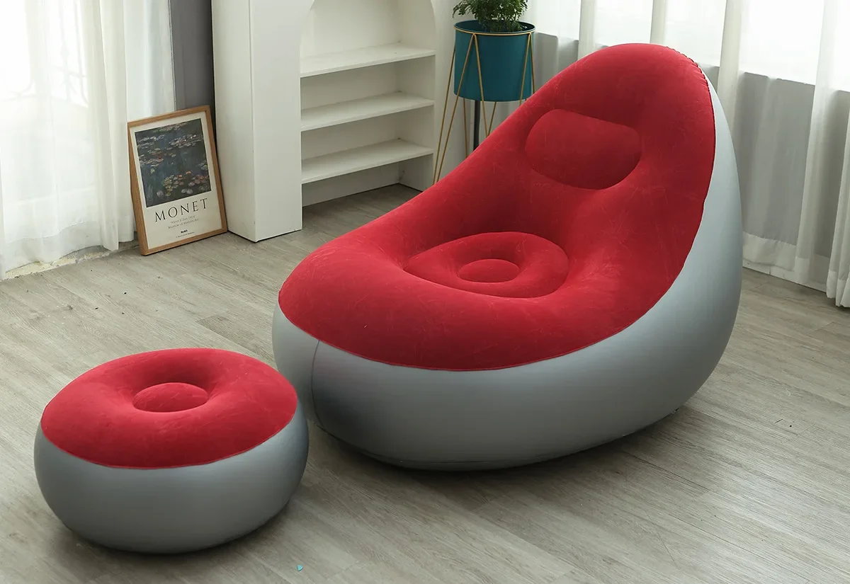 Pouffe gonflable avec repose-pieds 6-38-1