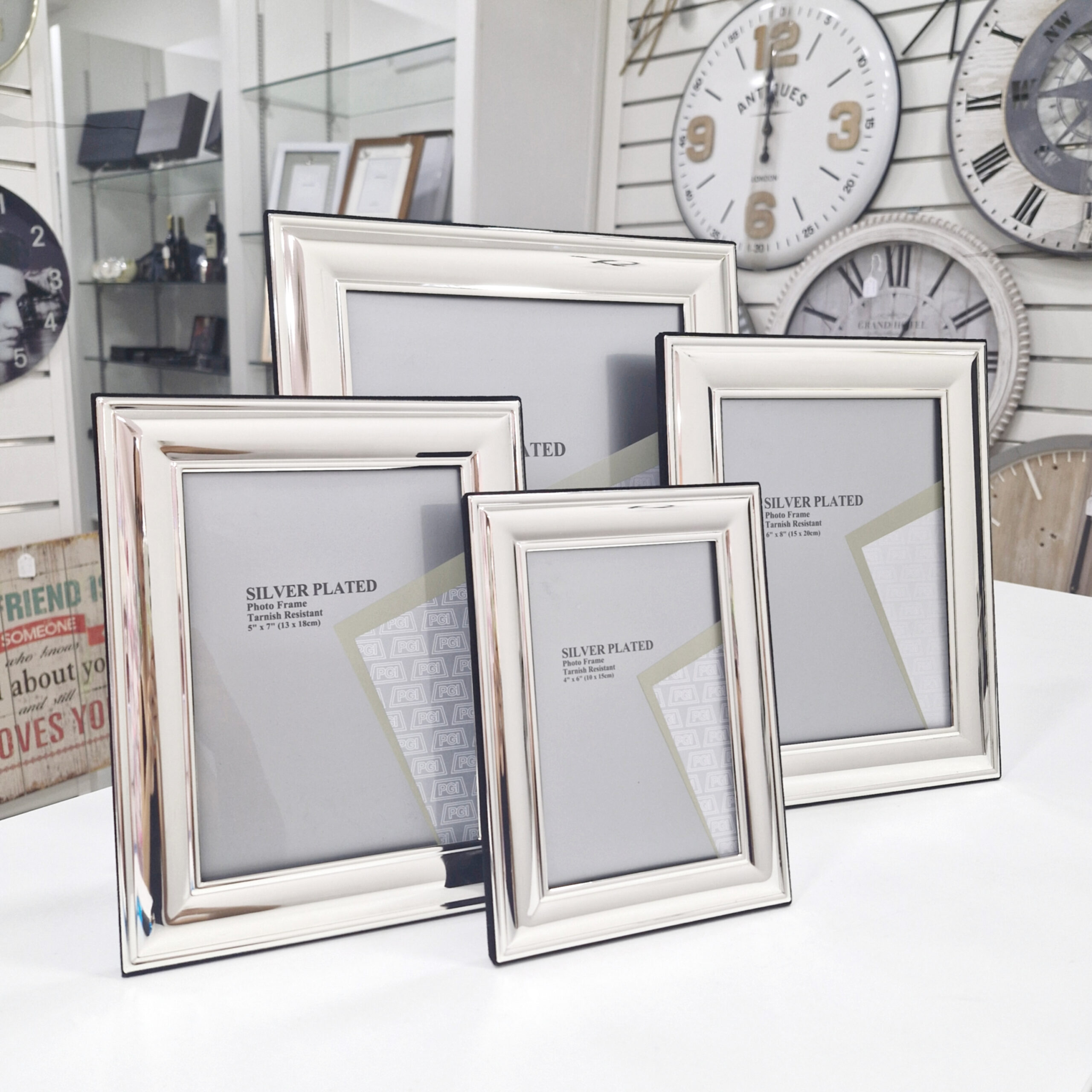 🖼️ Cadre Photo Moderne Plaqué Argent – Finition Brillante