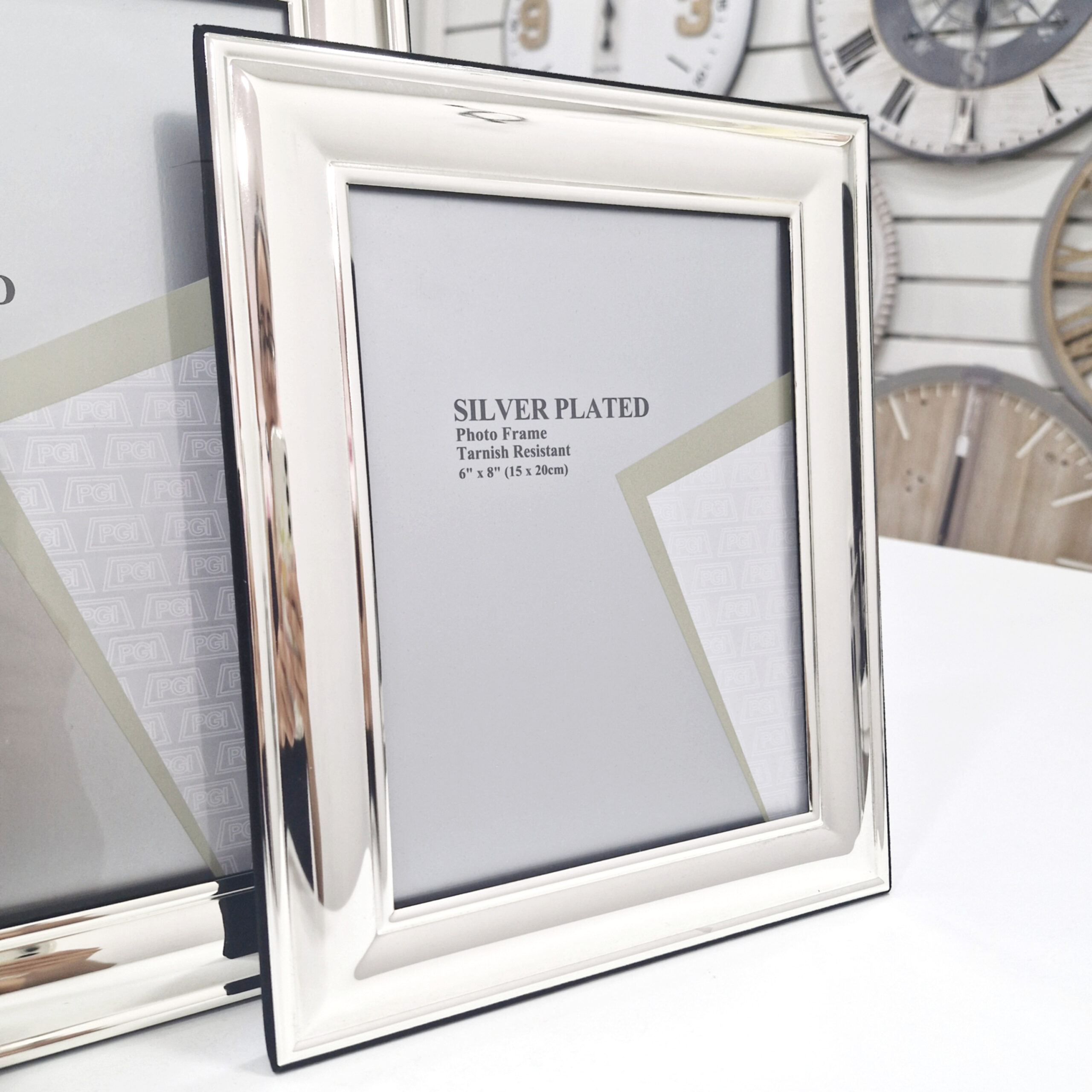 🖼️ Cadre Photo Moderne Plaqué Argent – Finition Brillante