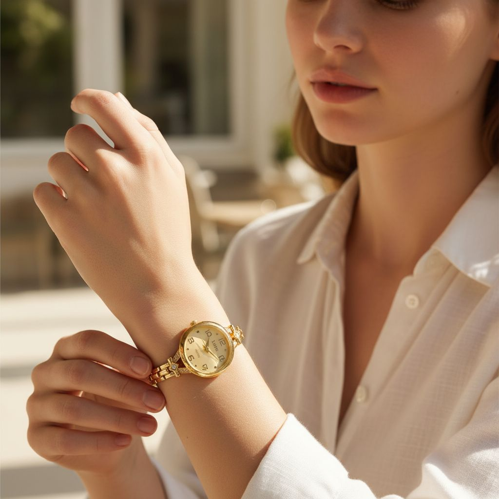 Montre Femme Éclat Doré et Charme Discret