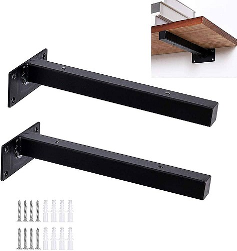Étagère murale-Bois mdf Marron et Acier Noir -L x P(60x25)cm
