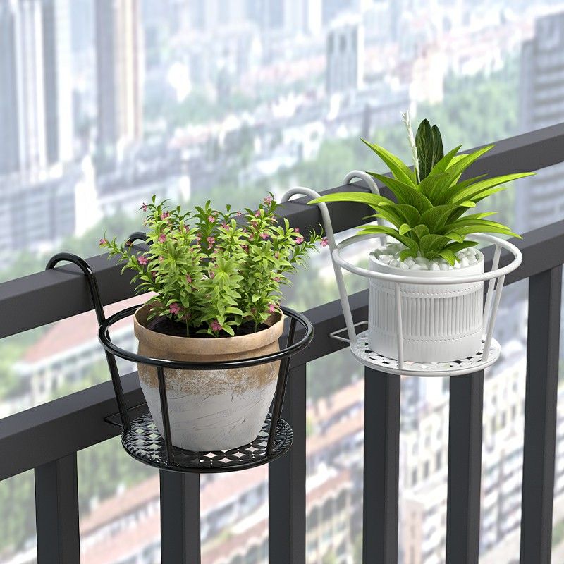 Support à plantes rond -acier -noir-L x D: (18x22)cm