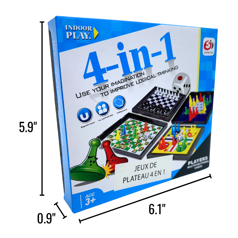 Jeu de Société Multifonctionnel 4-en-1 Magnétique