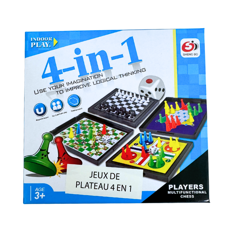 Jeu de Société Multifonctionnel 4-en-1 Magnétique