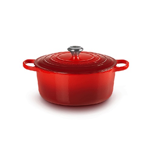 Cocotte Ronde En Fonte Emaillée Intérieur 28cm Cerise