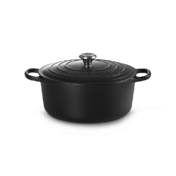 Cocotte Ronde Basse En Fonte Emaillée Avec Intérieur Noir 32cm Noir