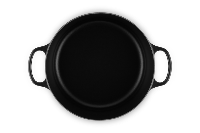 Cocotte Ronde Basse En Fonte Emaillée Avec Intérieur Noir 32cm Noir
