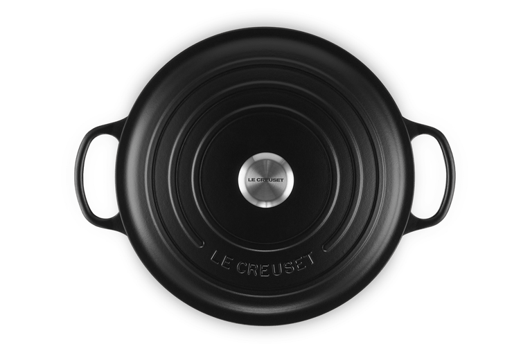 Cocotte Ronde Basse En Fonte Emaillée Avec Intérieur Noir 32cm Noir