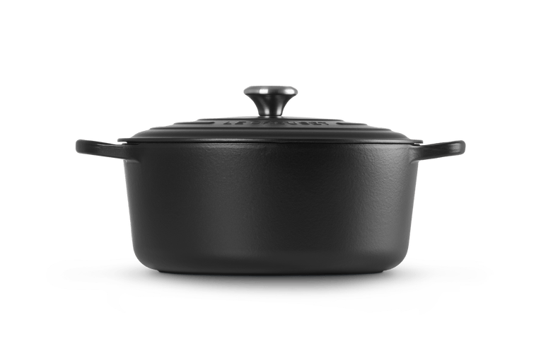 Cocotte Ronde Basse En Fonte Emaillée Avec Intérieur Noir 32cm Noir