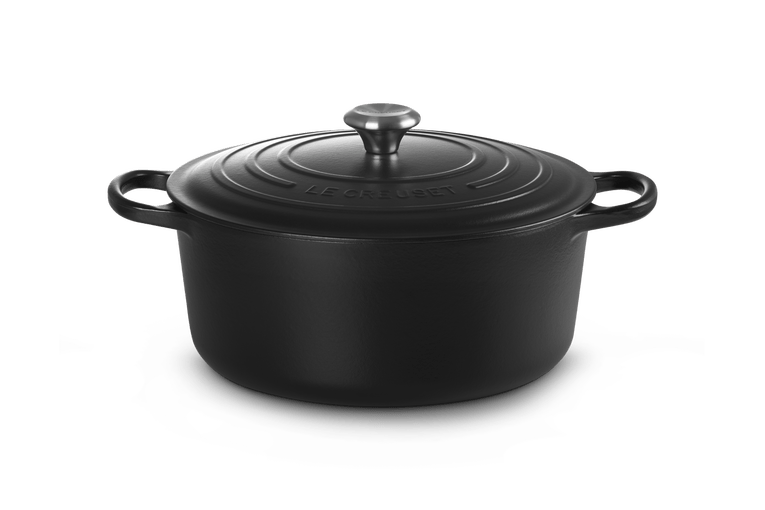 Cocotte Ronde Basse En Fonte Emaillée Avec Intérieur Noir 32cm Noir