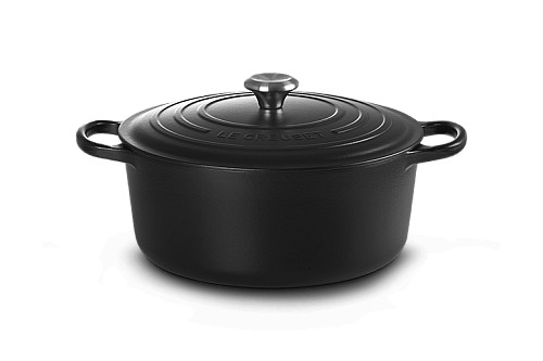 Cocotte Ronde Basse En Fonte Emaillée Avec Intérieur Noir 32cm Noir