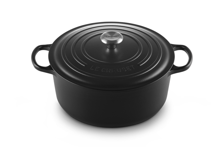 Cocotte Ronde Basse En Fonte Emaillée Avec Intérieur Noir 32cm Noir