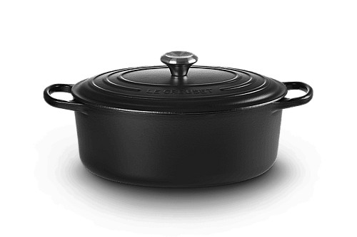 Cocotte Ovale En Fonte Émaillée Avec Intérieur Noir 31cm Noir