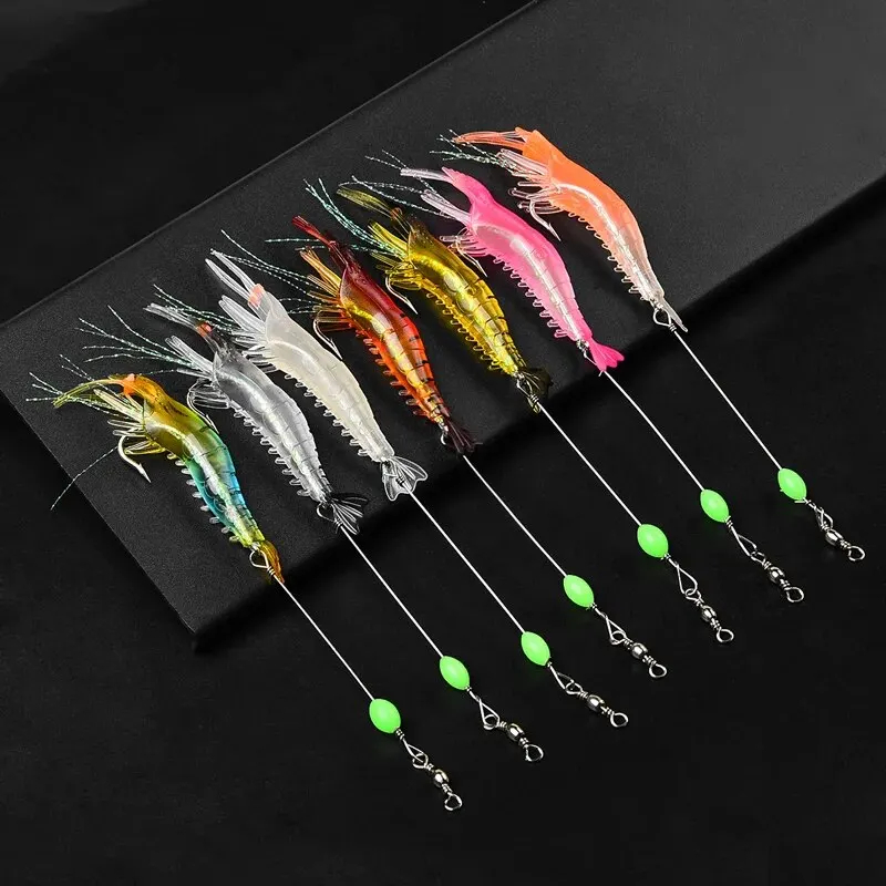 Leurre de pêche souple 7 pièces aux crevettes 9 cm/6g