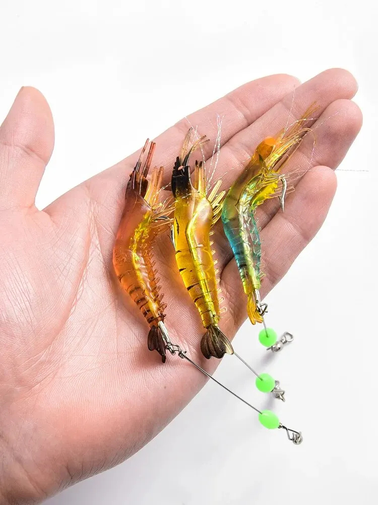Leurre de pêche souple 7 pièces aux crevettes 9 cm/6g