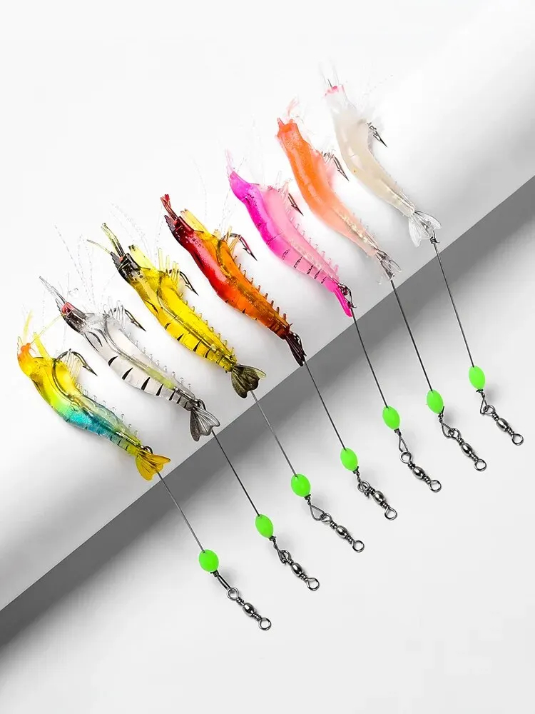 Leurre de pêche souple 7 pièces aux crevettes 9 cm/6g