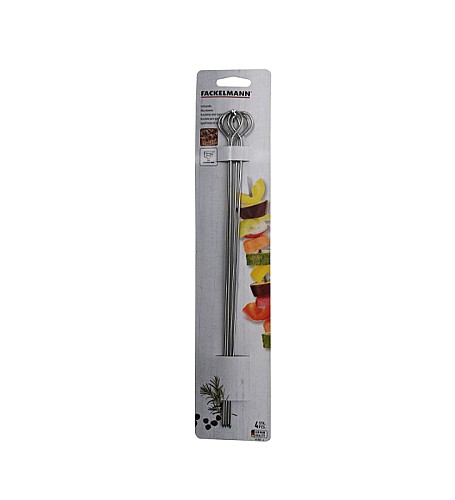 Set de 4 brochettes doubles en acier inox 29 cm-683882