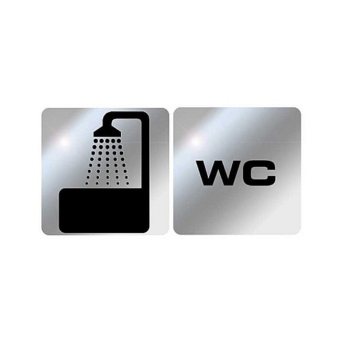 2 plaques Douche/toilettes inox 50x50-52151