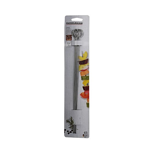 Set de 4 brochettes doubles en acier inox 29 cm-683882