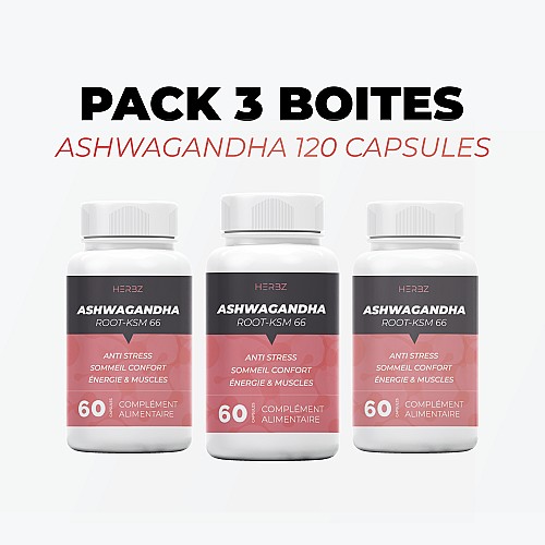PACK 3 BOITES ASHWAGANDHA (180 CAPSULES)