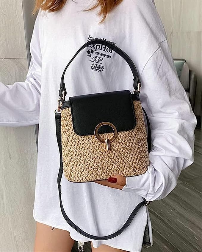 Sac à bandoulière en paille pour femme