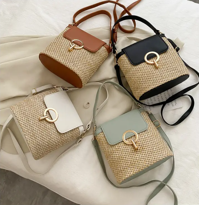 Sac à bandoulière en paille pour femme