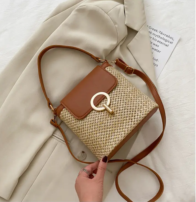 Sac à bandoulière en paille pour femme