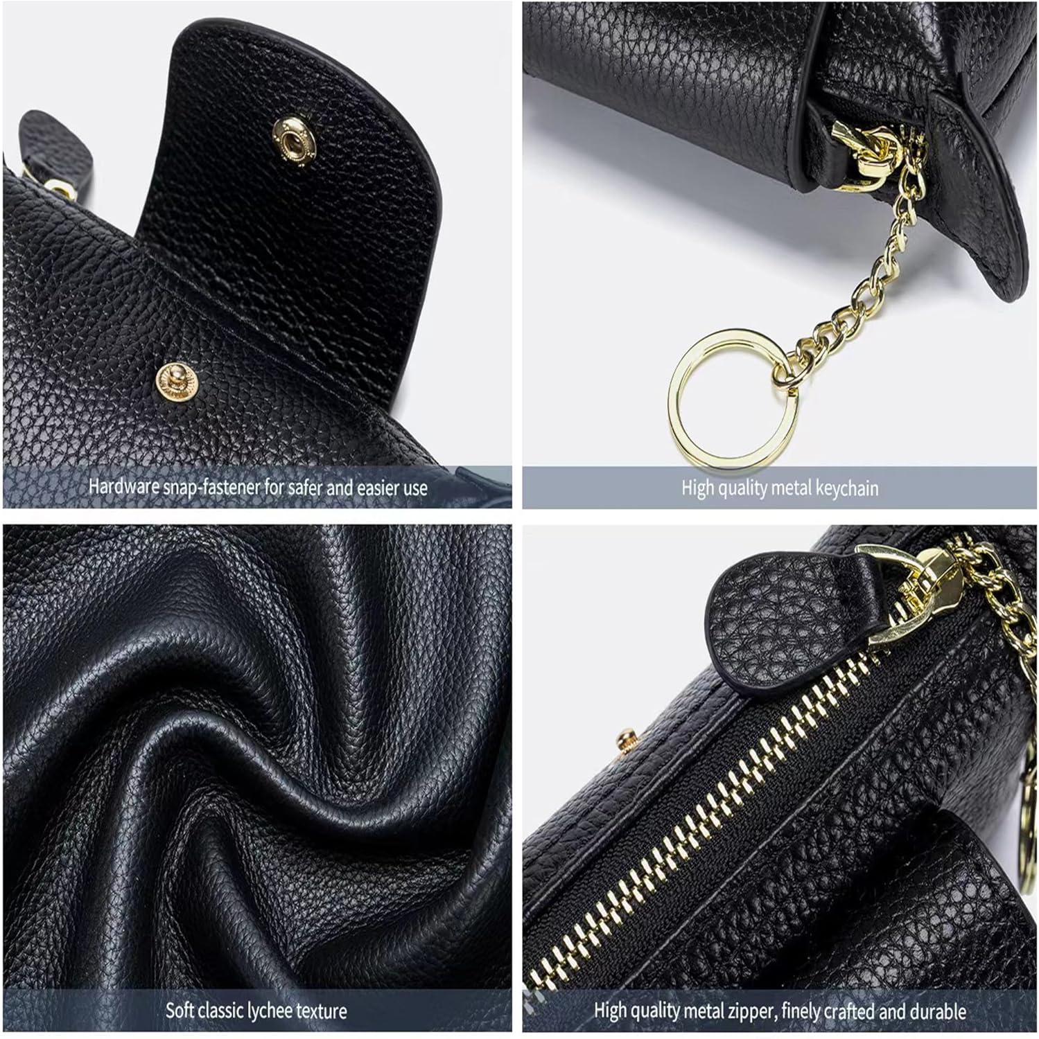 Porte-monnaie en cuir pour femme avec porte-clés