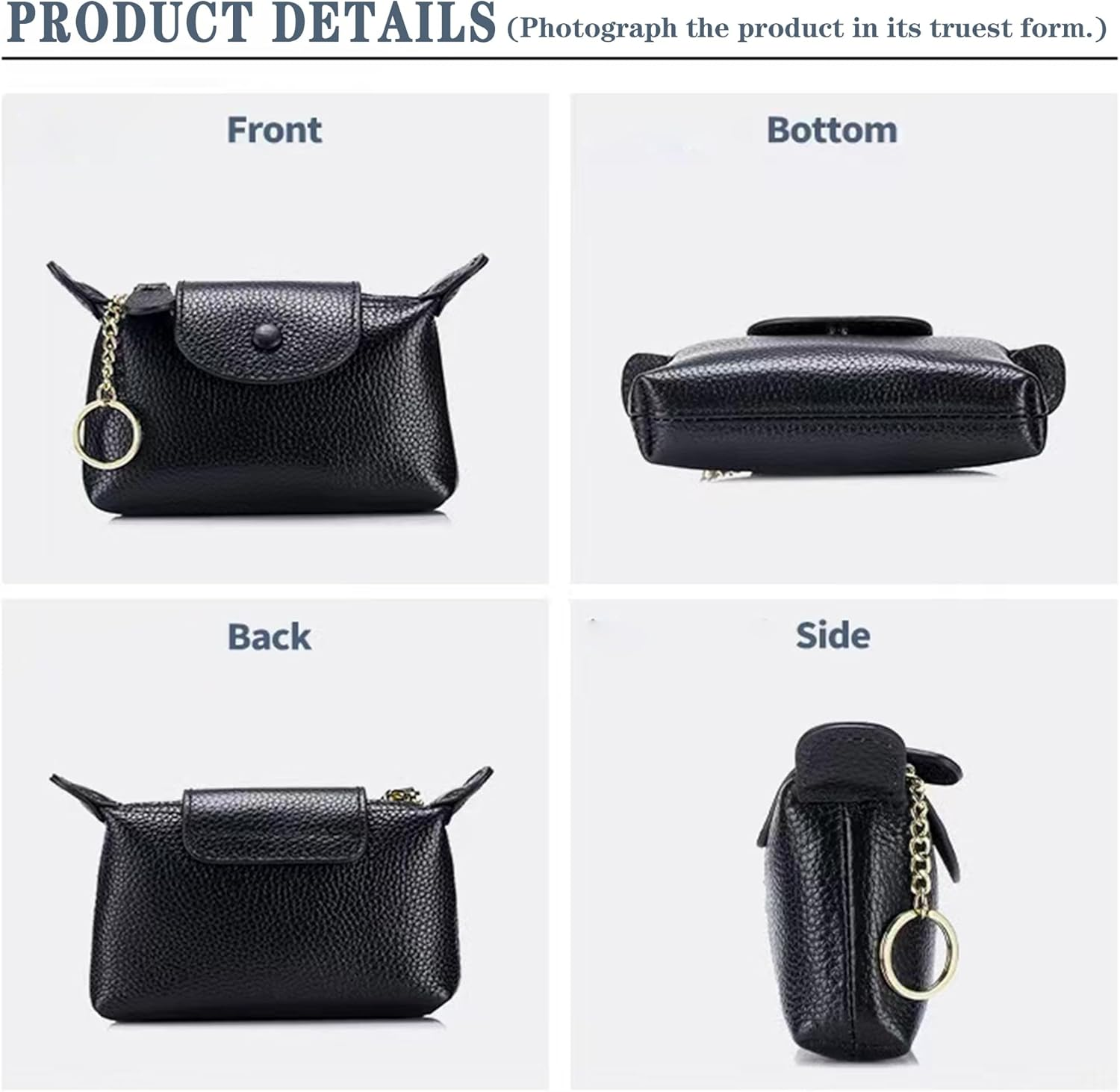 Porte-monnaie en cuir pour femme avec porte-clés