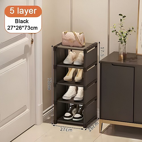 5 Étagère Des Chaussures Empilables - Noir