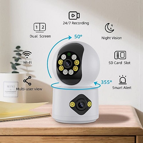 Caméra  IP  WiFi à double objectif icsee