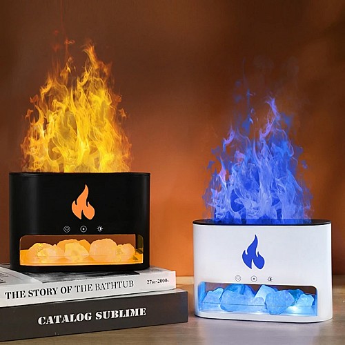 Diffuseur d'arôme à flamme colorée en pierre de sel Humidificateur