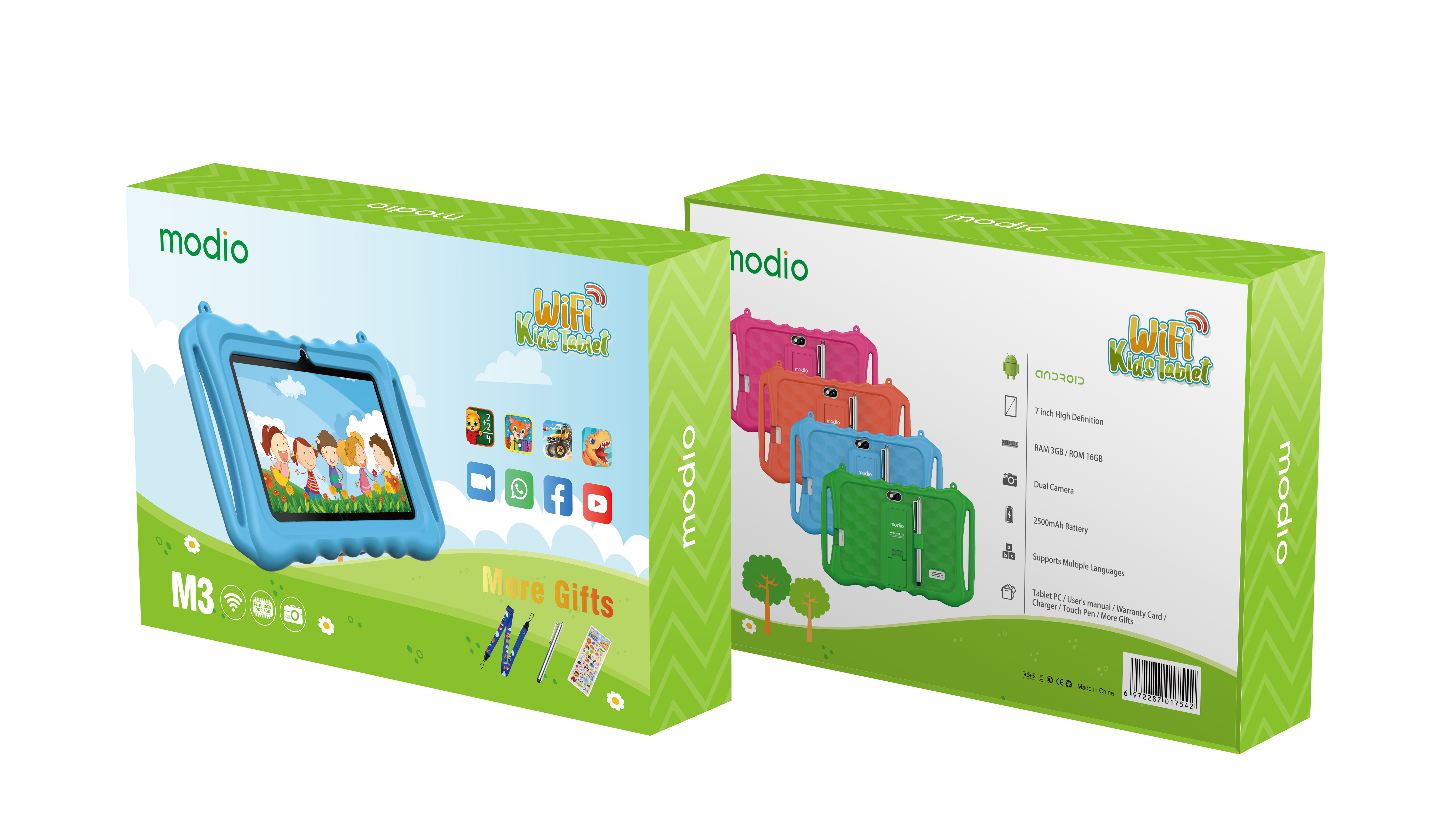 Tablette MODIO M3 WIFI +5G Pink bleu