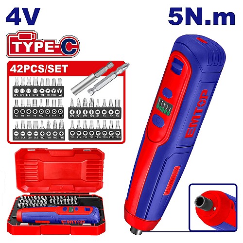 Tournevis électrique EMTOP sans fil 4V rechargeable