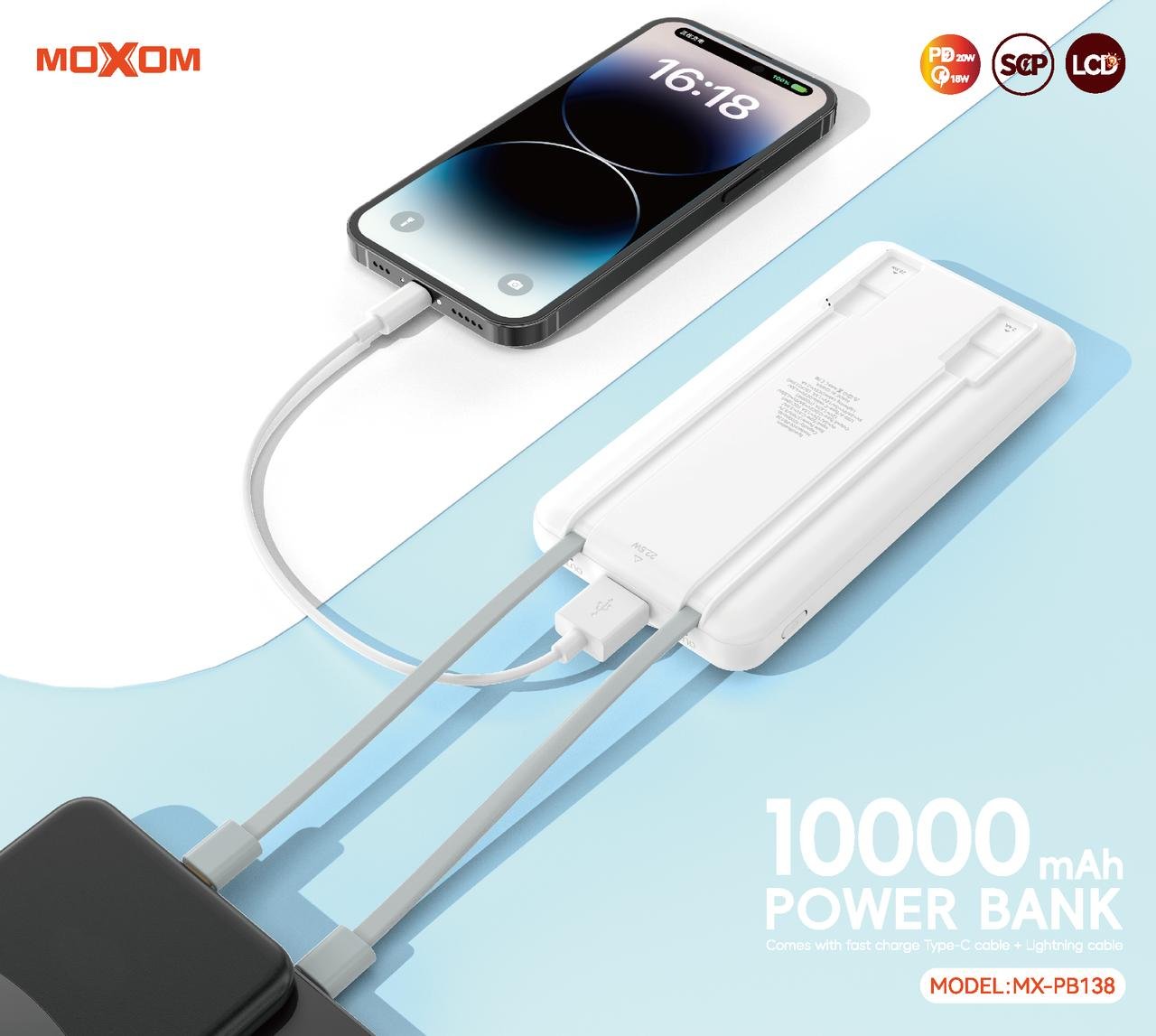 Power bank de 10,000mAh avec câbles intégrés