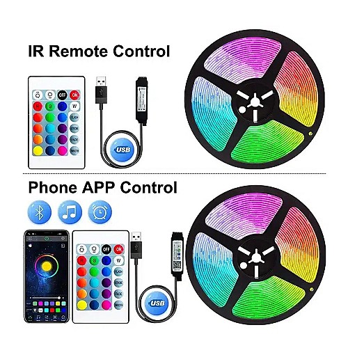 Ruban LED USB 5050 RGB 5V – 5m – Multicolore