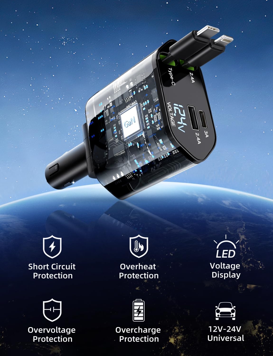 Chargeur Voiture Rapide 120 W 4 en 1