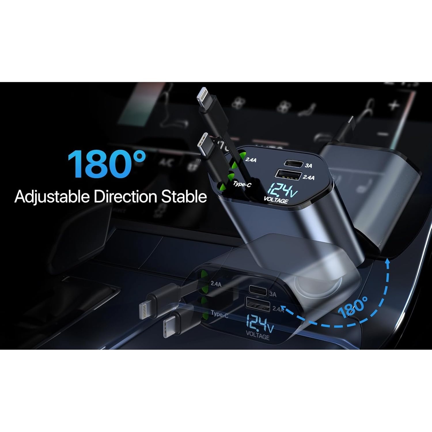 Chargeur Voiture Rapide 120 W 4 en 1